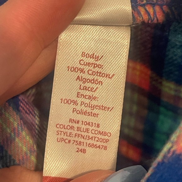 Button Down Tie-Front Laced Flannel Long Sleeve Sz L - Picture 4 of 6